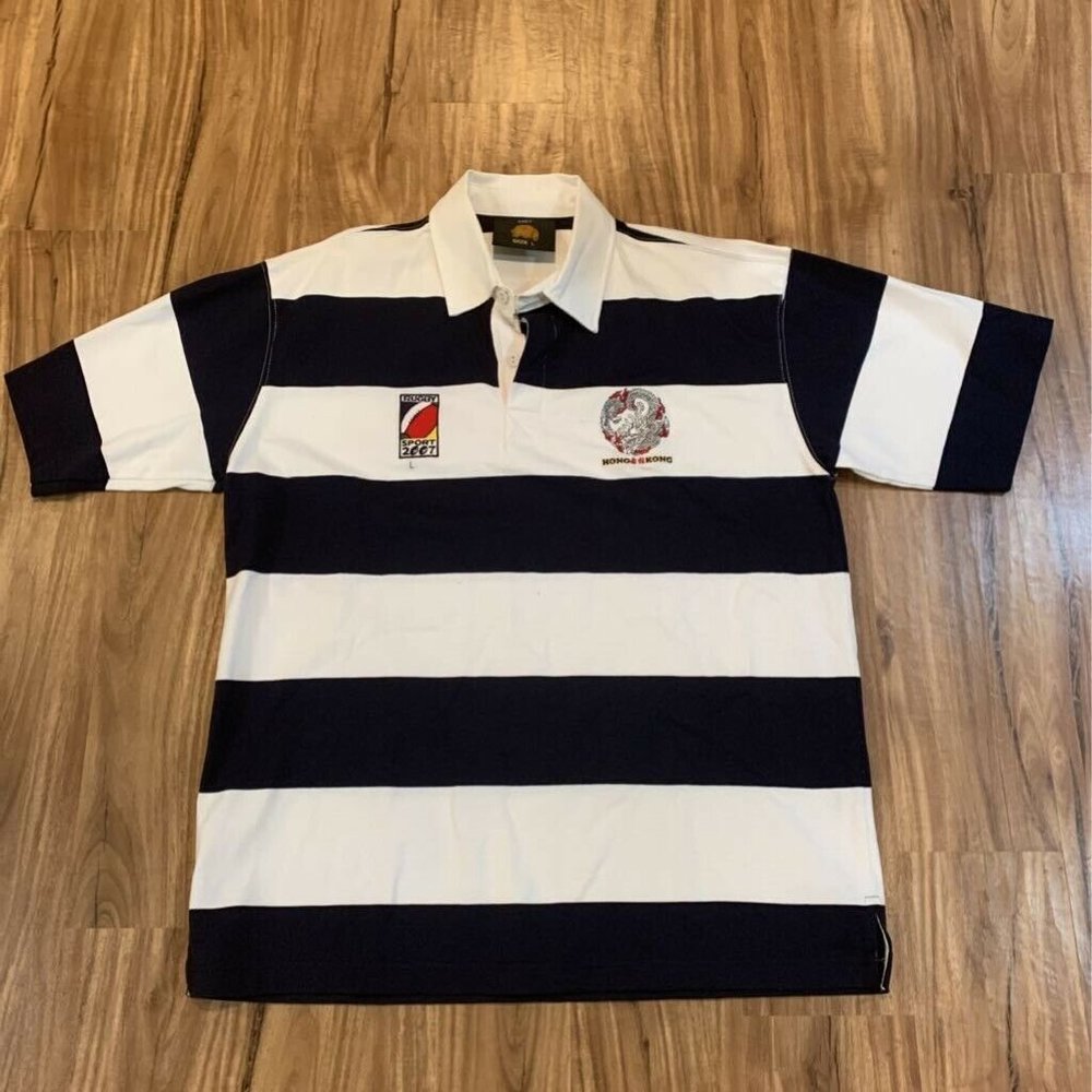 Lucy Mens Activewear Polo Shirt White Stripe Short